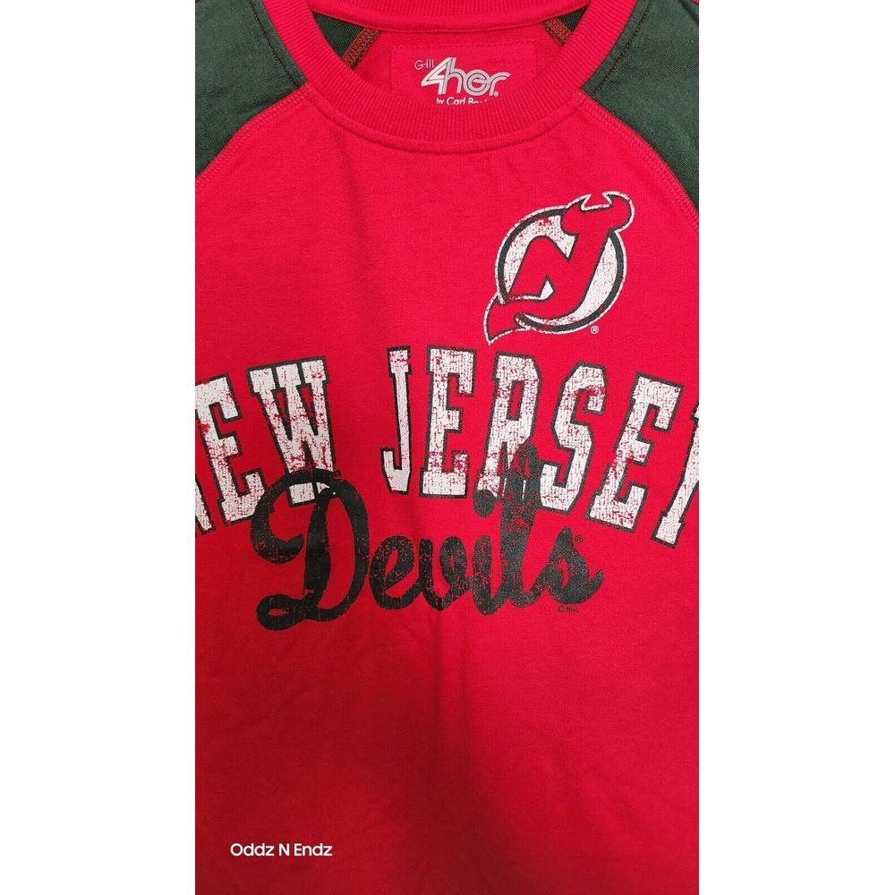 Vintage NHL Hockey New Jersey Devils Womens Raglan Sweatshirt Size‎ S - Picture 2 of 11